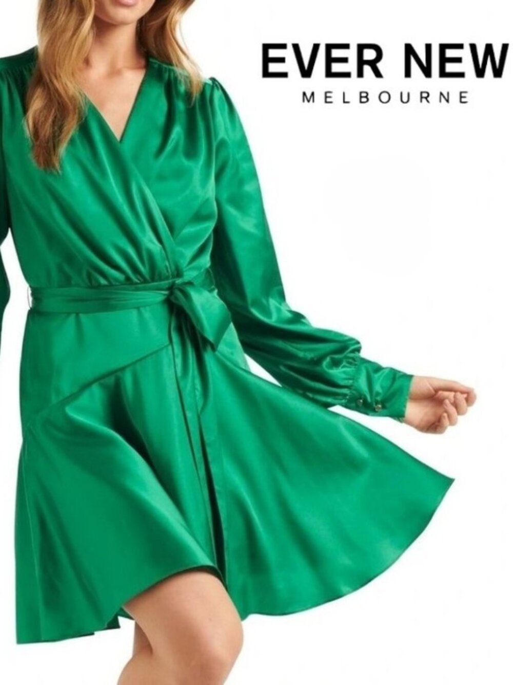 EVER NEW MATILDA SATIN MINI DRESS -SIZE 2 & 6 ENERGETIC JADE NWT